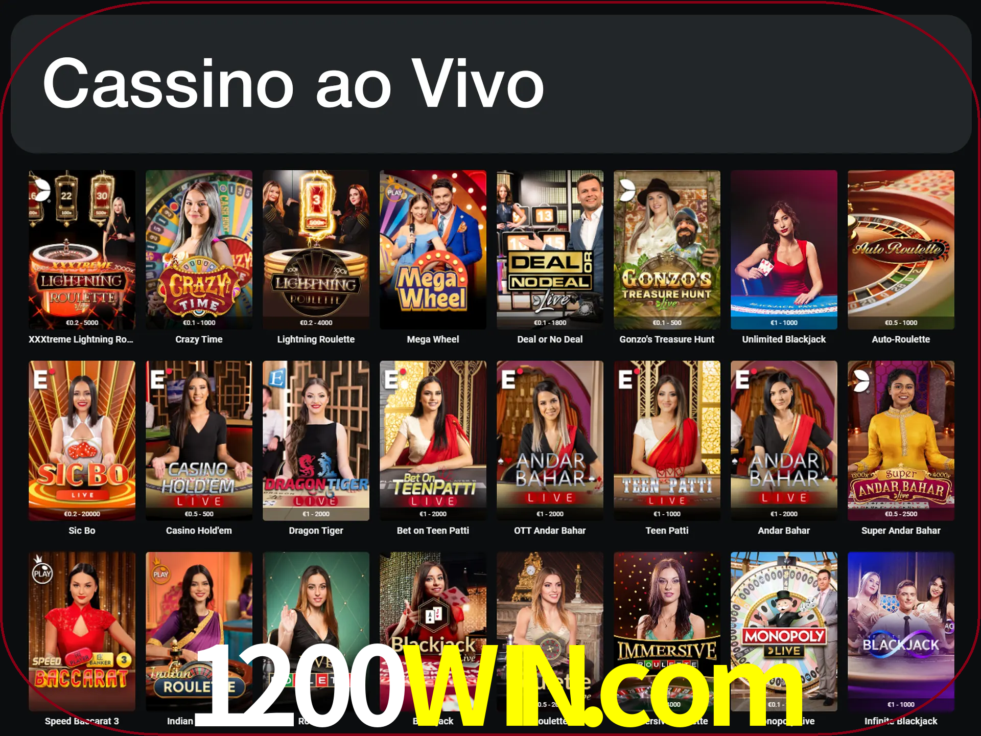 Jogue jogos de cassino com um verdadeiro dealer.