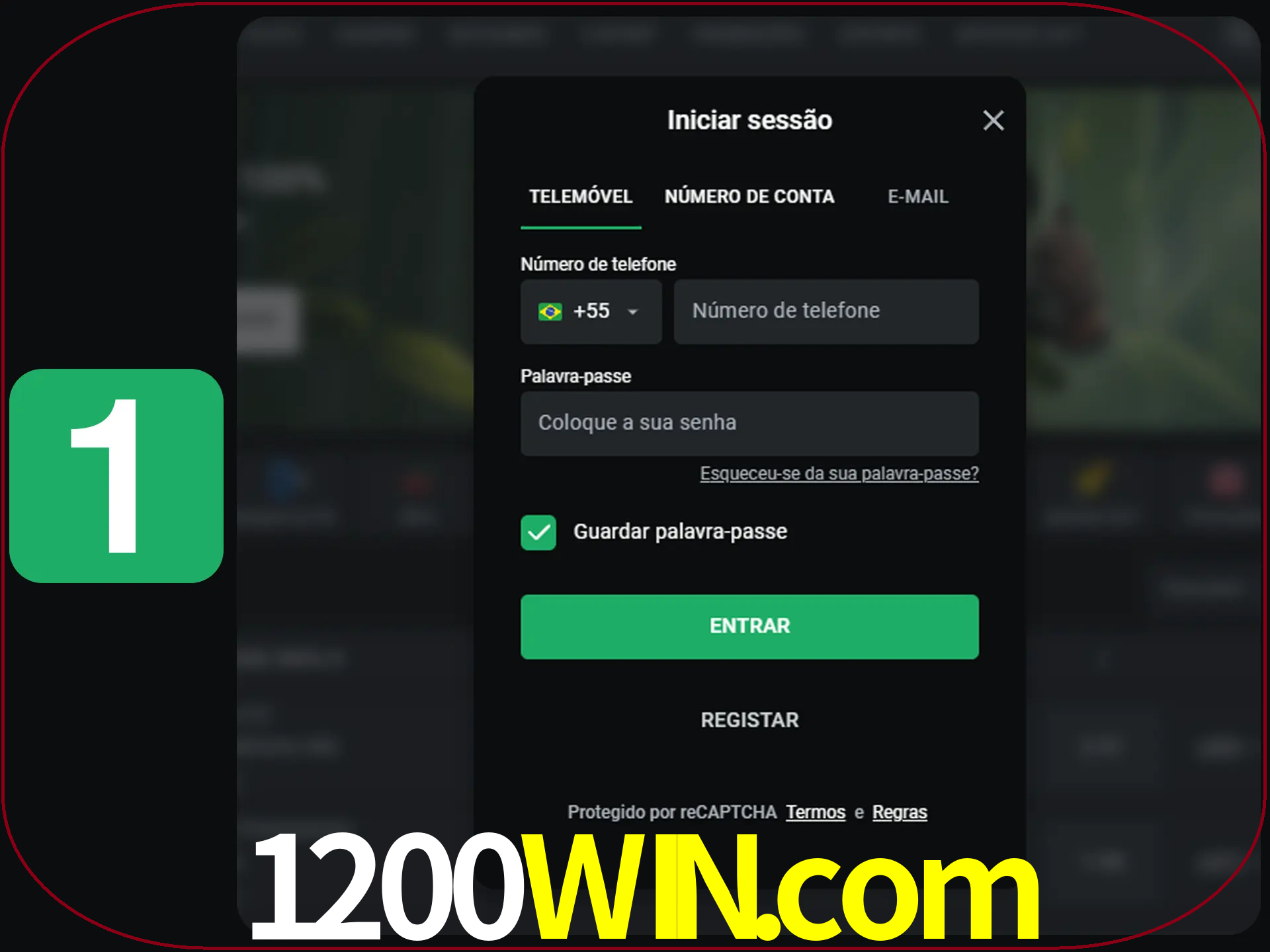 Clique no botão Entrar.